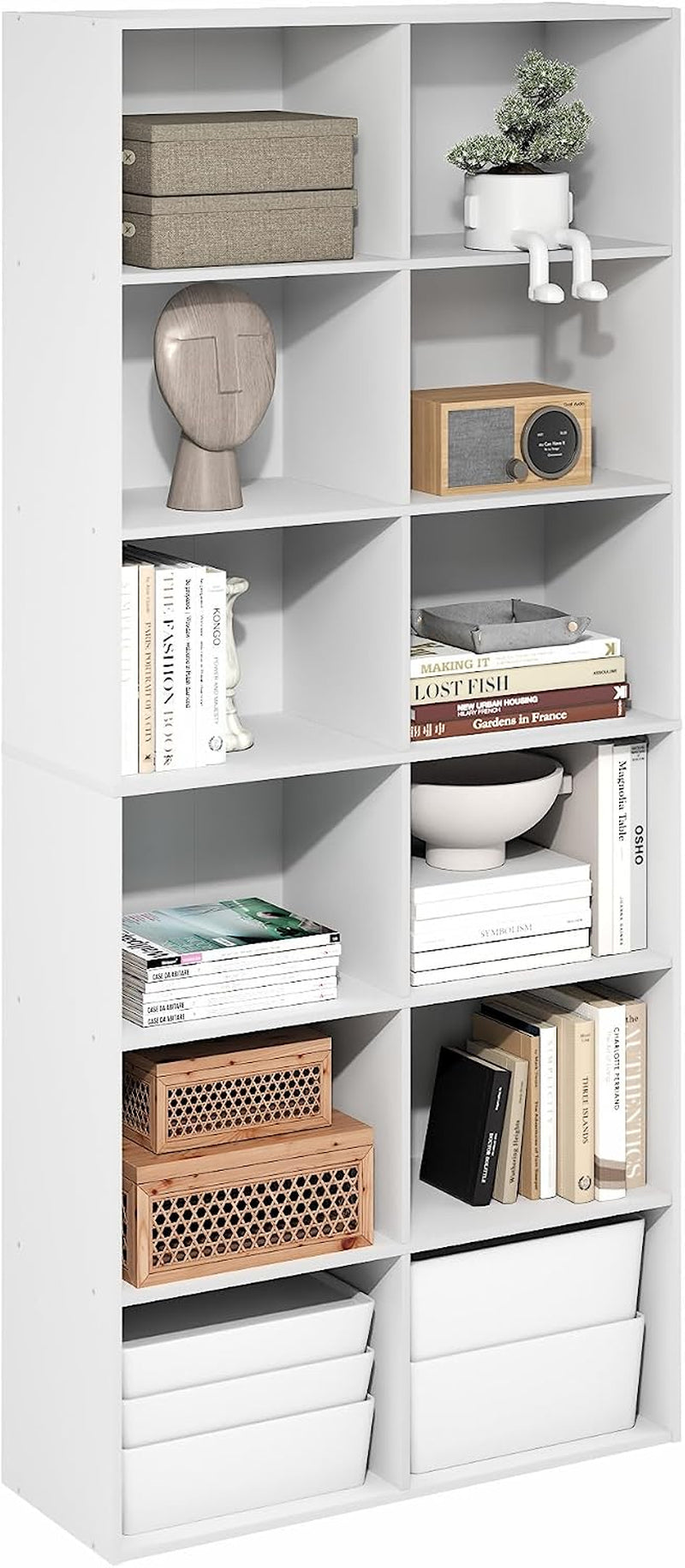 Contemporary 12 Cube White Bookshelf Storage Organizer