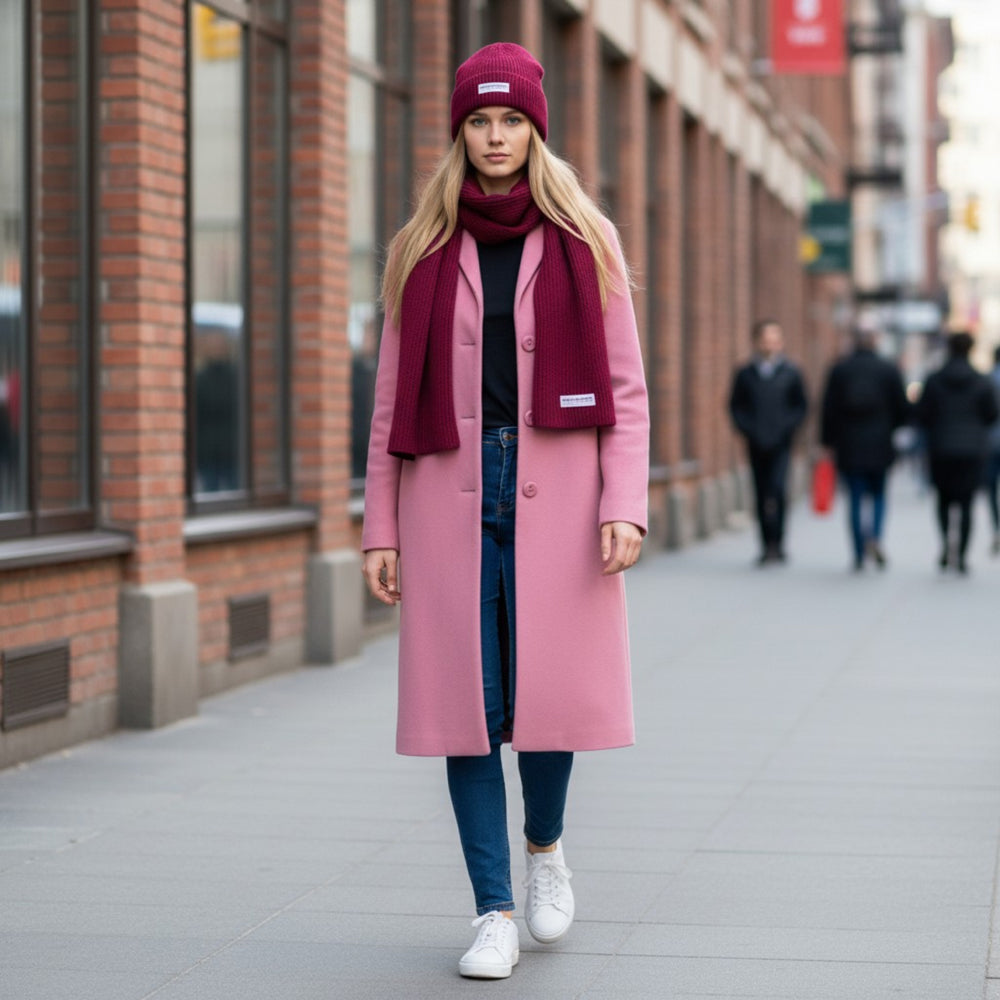 RB5003X | CERVINO Wool Blend Knit Hat Made in Italy, Bordeaux Color