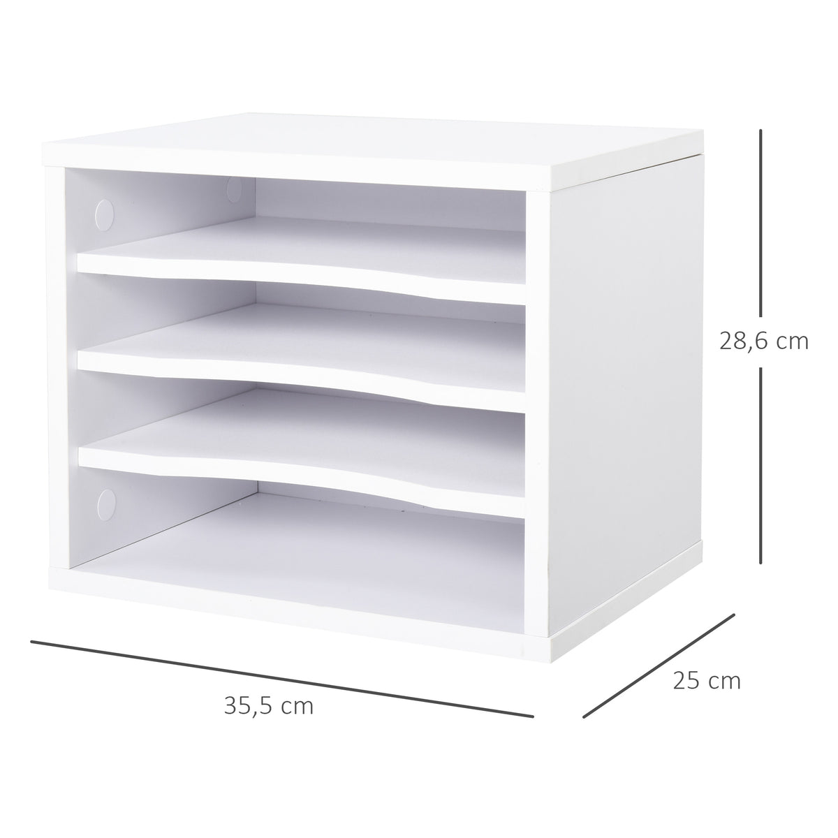 Organiseur bureau bois blanc avec 4 couches fournitures support d'imprimante dim. 35,5L x 25l x 28,6H cm
