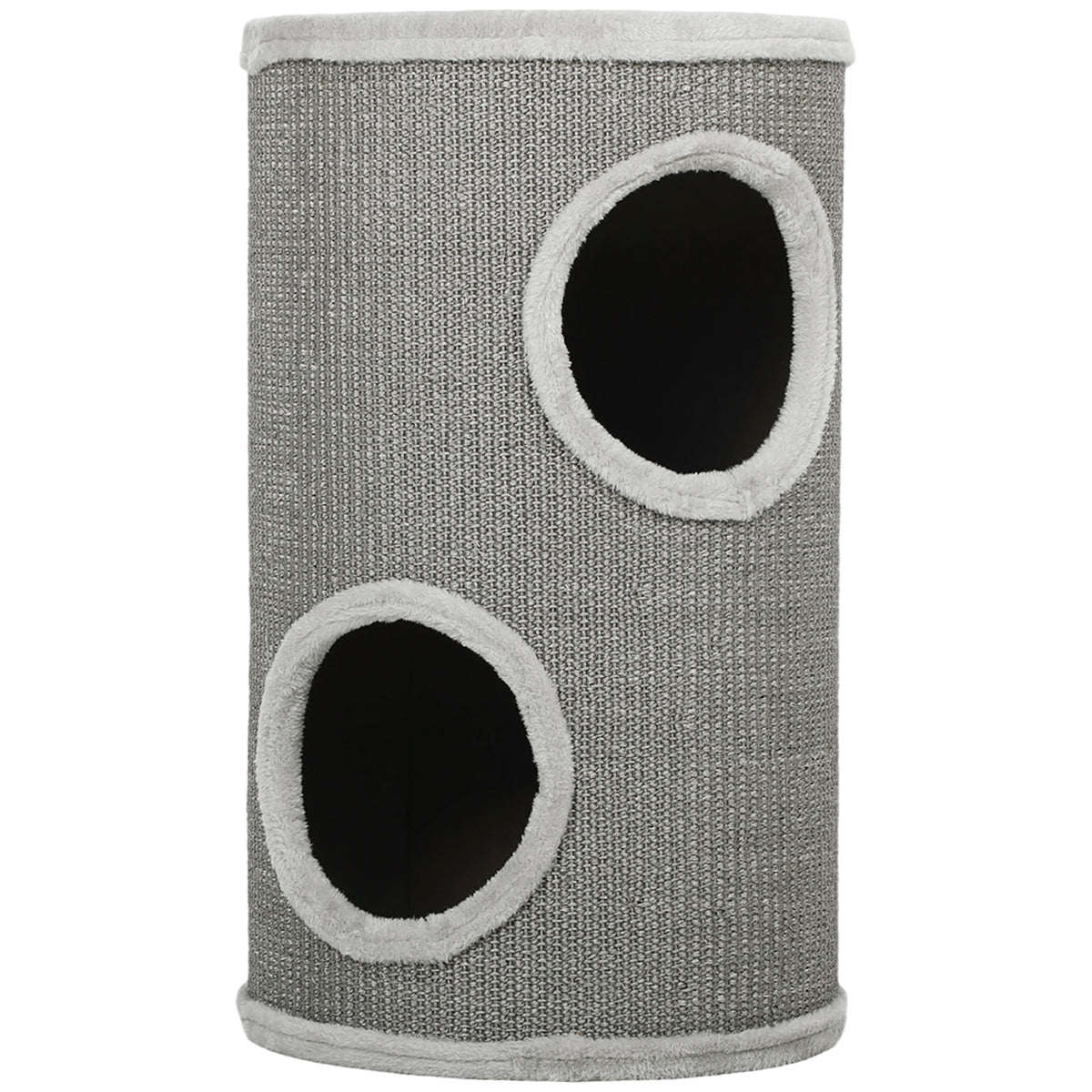 Tonneau à Gratter pour Chat, Tour à Griffer, Arbre à Chat à 2 Couches en Sisal Naturel, Ø35x60cm, Gris Clair