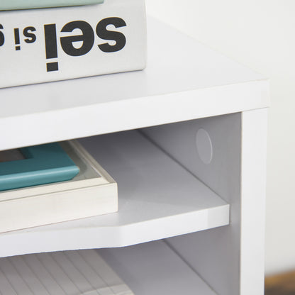 Organiseur bureau bois blanc avec 4 couches fournitures support d'imprimante dim. 35,5L x 25l x 28,6H cm