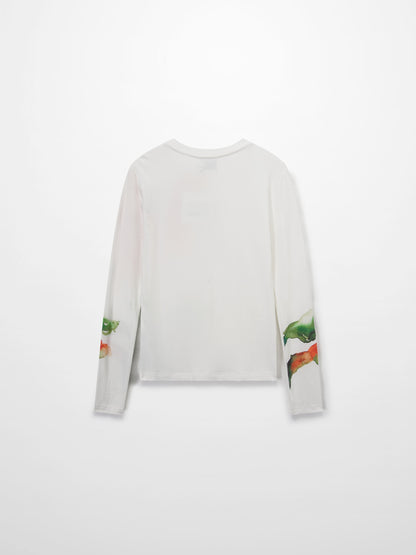 Printed Ribbed T-Shirts-White Flower Pop-2