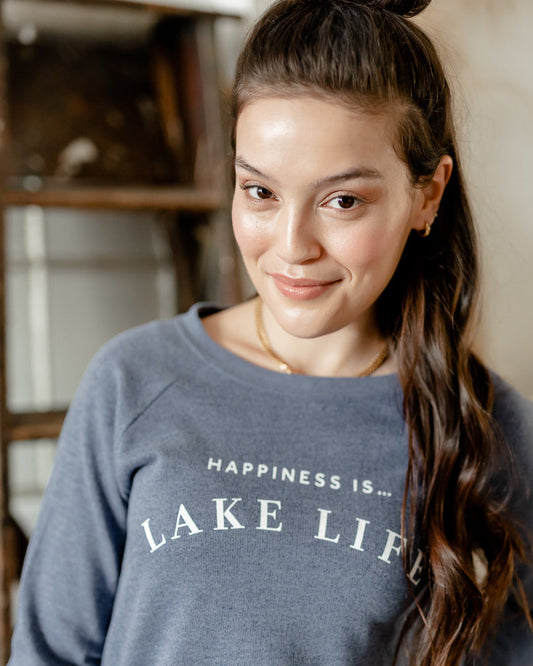 Women's Lake Life Crew Sweatshirt, Heather Navy