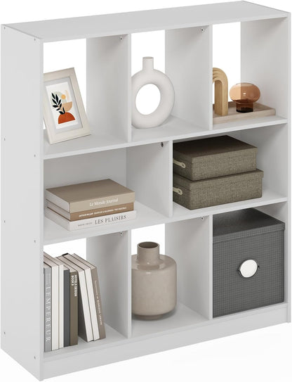 White 8 Cube Horizontal Storage Bookshelf Organizer