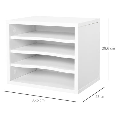 Lot de 2 organiseurs bureau bois blanc avec couches fournitures support d'imprimante dim. 35,5L x 25l x 28,6H cm