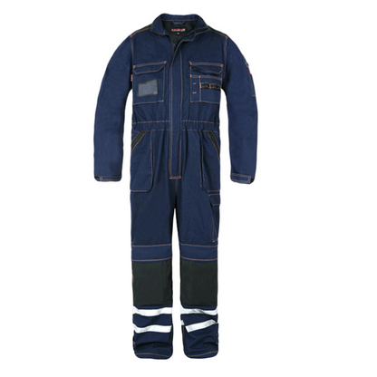Cotton Coveralls for Mechanics with Reflective Stripes, Multi Pockets & Knee Pad [B135]