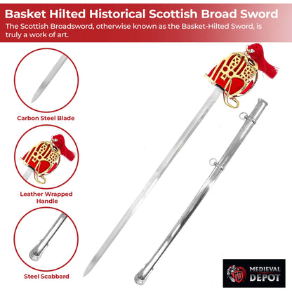 Basket Hilted Historical Replica Scottish Broad Sword