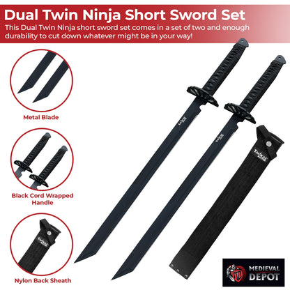 Dual Twin Ninja Short Sword Set
