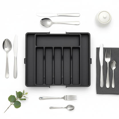 Expandable Cutlery Drawer Organizer – Adjustable Silverware Tray