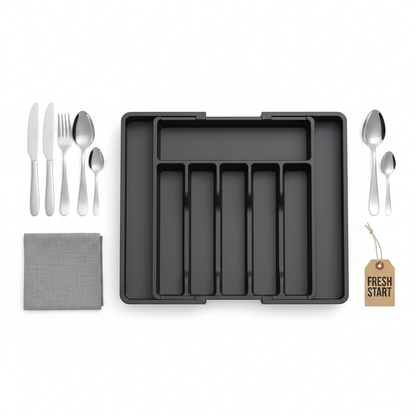Expandable Cutlery Drawer Organizer – Adjustable Silverware Tray
