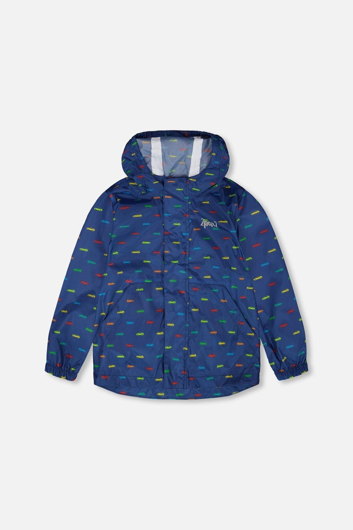 Packable Windbreaker In Polyester Blue Car Print