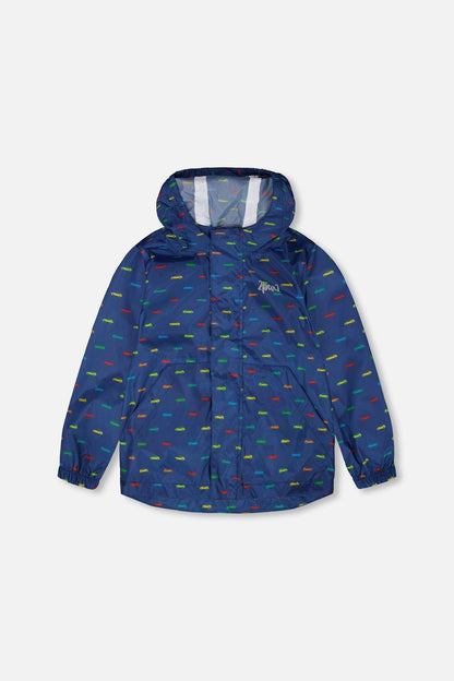 Packable Windbreaker In Polyester Blue Car Print