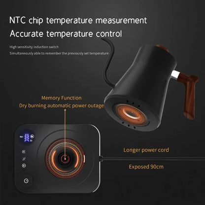 1200W Intelligent Constant Temperature Electric Kettle Hand Brewed Coffee Pot Gooseneck Pot Used for Brewing Milk Powder-3