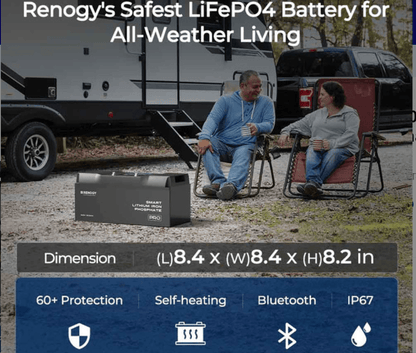 Pro 12V 100Ah Smart LiFePO4 Battery with Bluetooth & Self-Heating Technology