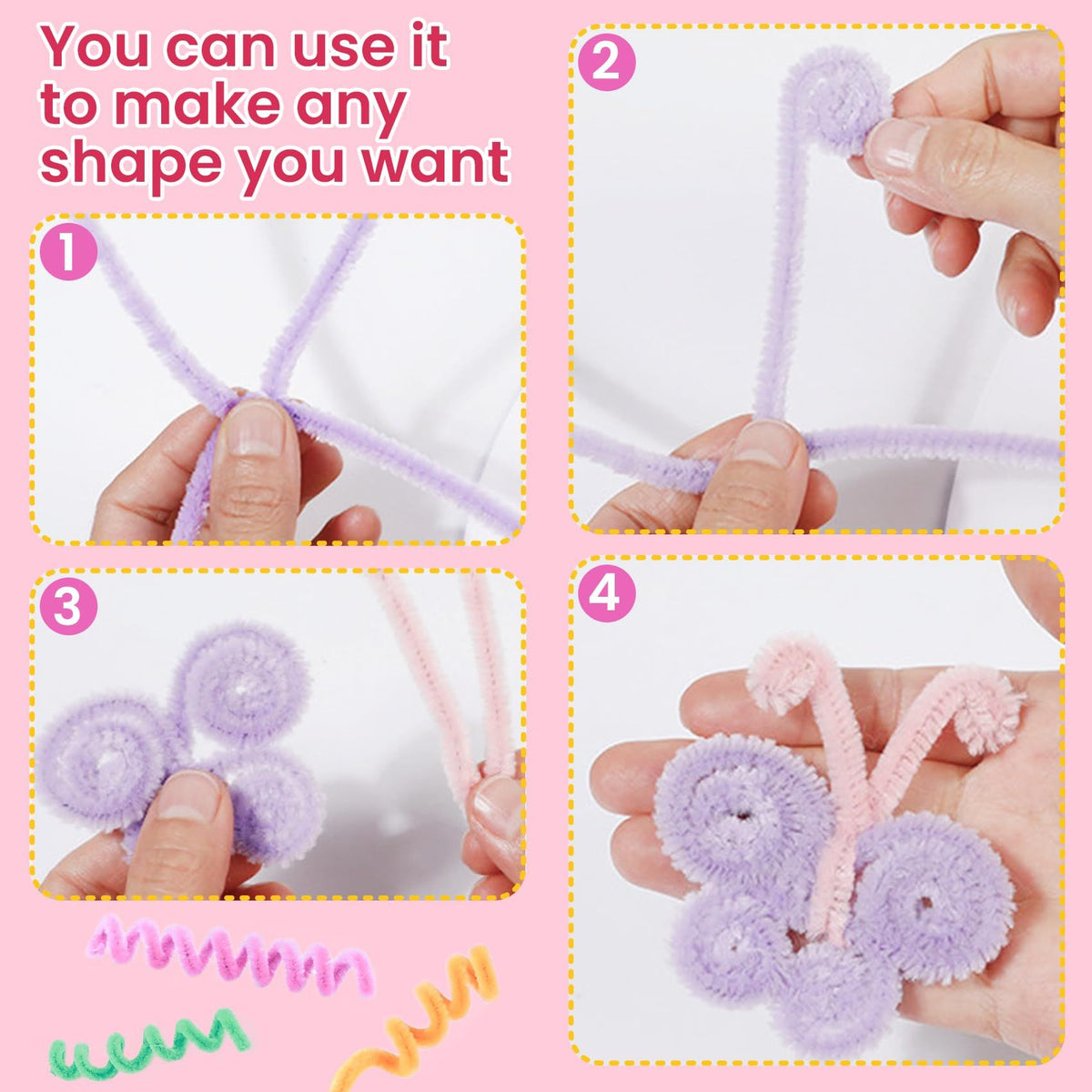300Pcs Pipe Cleaners Chenille Stem,Pipe Cleaner Crafts,Craft Supplies Bulk for DIY Arts Crafts Project,7 Colors (Macaron)-1