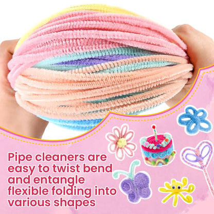 300Pcs Pipe Cleaners Chenille Stem,Pipe Cleaner Crafts,Craft Supplies Bulk for DIY Arts Crafts Project,7 Colors (Macaron)-4