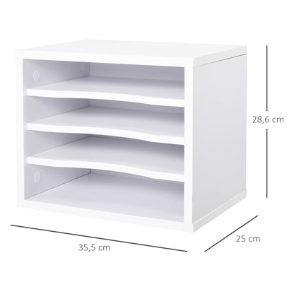 Organiseur bureau bois blanc avec 4 couches fournitures support d'imprimante dim. 35,5L x 25l x 28,6H cm
