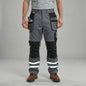 100% Cotton Cargo Work Pants with Knee Pad Pockets & Reflective Stripes – B114