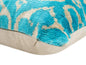 Handmade Velvet Throw Pillow with Turquoise and Beige Ikat Design - High-Quality 20x20 Inch Decorative Accent with Premium Down Feather Insert for Sofas, Couches, and Interior Design