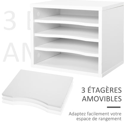 Lot de 2 organiseurs bureau bois blanc avec couches fournitures support d'imprimante dim. 35,5L x 25l x 28,6H cm