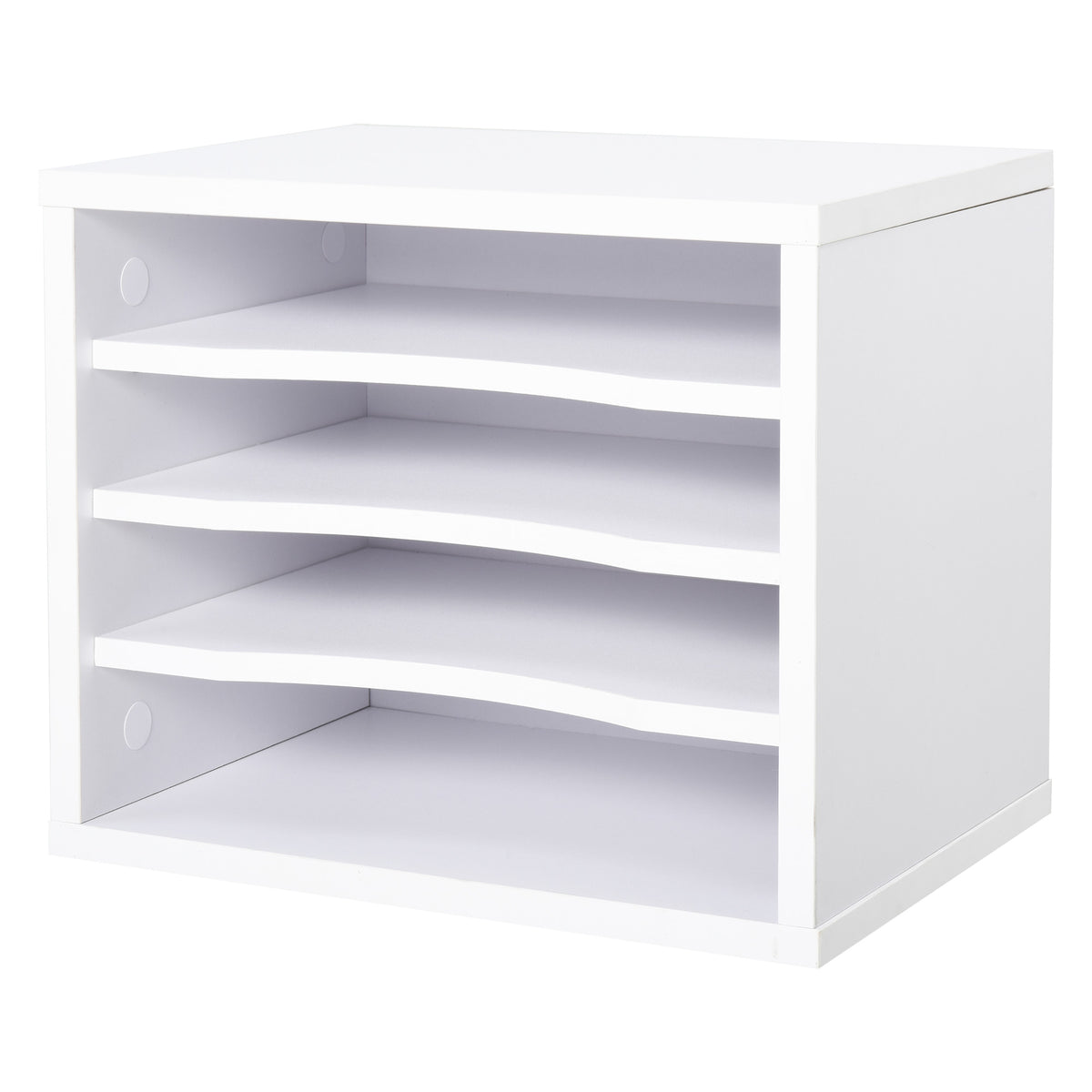 Organiseur bureau bois blanc avec 4 couches fournitures support d'imprimante dim. 35,5L x 25l x 28,6H cm
