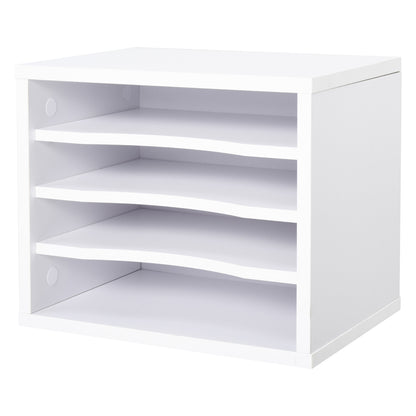 Organiseur bureau bois blanc avec 4 couches fournitures support d'imprimante dim. 35,5L x 25l x 28,6H cm