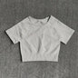 Women Yoga Shirts Short Sleeve Crop Top Gym Tops Fitness Running Workout Sport T-Shirts Sports Wear
