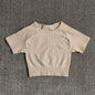 Women Yoga Shirts Short Sleeve Crop Top Gym Tops Fitness Running Workout Sport T-Shirts Sports Wear
