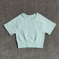 Women Yoga Shirts Short Sleeve Crop Top Gym Tops Fitness Running Workout Sport T-Shirts Sports Wear