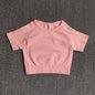 Women Yoga Shirts Short Sleeve Crop Top Gym Tops Fitness Running Workout Sport T-Shirts Sports Wear
