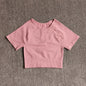Women Yoga Shirts Short Sleeve Crop Top Gym Tops Fitness Running Workout Sport T-Shirts Sports Wear