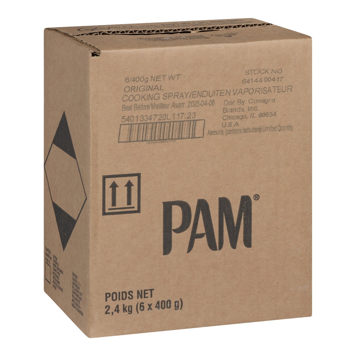 Pan Coating Aerosol Cooking - 6 x 400 g - Pam - Restaurant and Foodservice Ingredients - Canadian Distribution - Ships Free Within Canada on Orders Above CAD $199